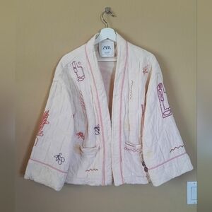 Zara Cream Embroidered Jacket